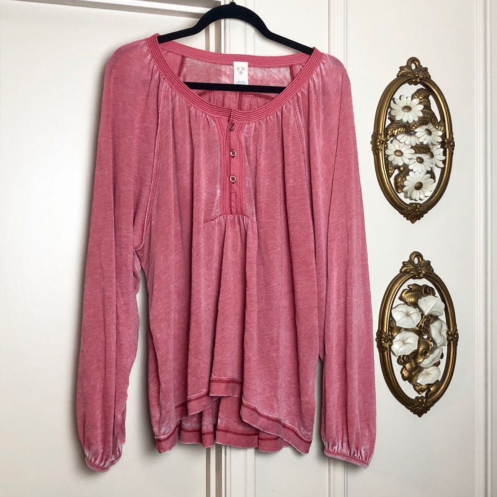 Free People Acadia Henley Shirt Oversized Drapey - Picture 3 of 8